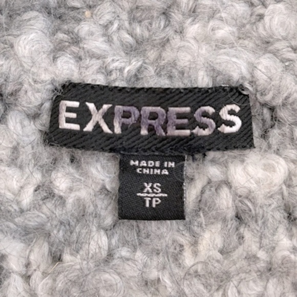 EXPRESS | Women’s Gray / White Chunky Fleece Full Zip EXPRESS Sweatshirt Size XS - Picture 2 of 8